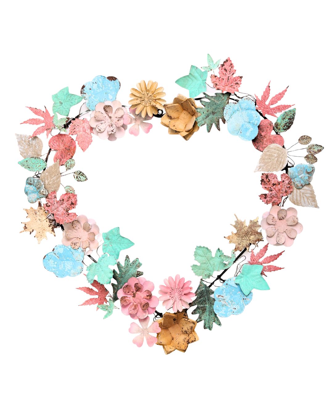 Metal Heart Flower Wreath Decoration