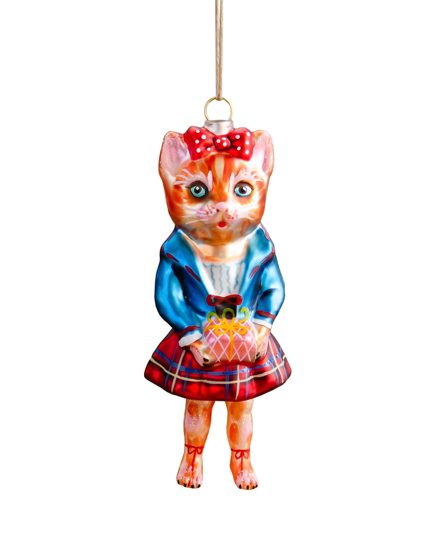 Nathalie Lété Cat Ornament, Tartan Skirt