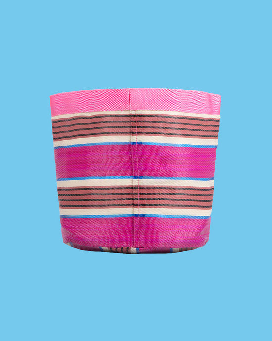 Striped Plant Pot Cover Pink, Medium