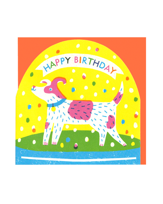 Happy Birthday Dog Snowglobe Card