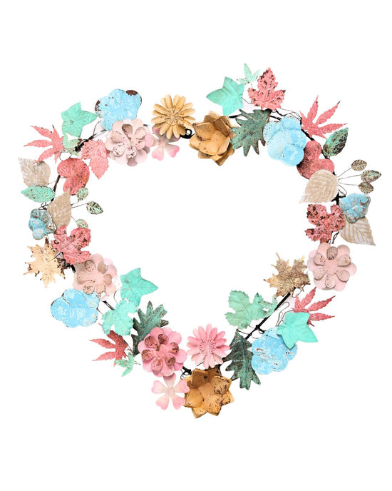 Load image into Gallery viewer, Metal Heart Flower Wreath Decoration

