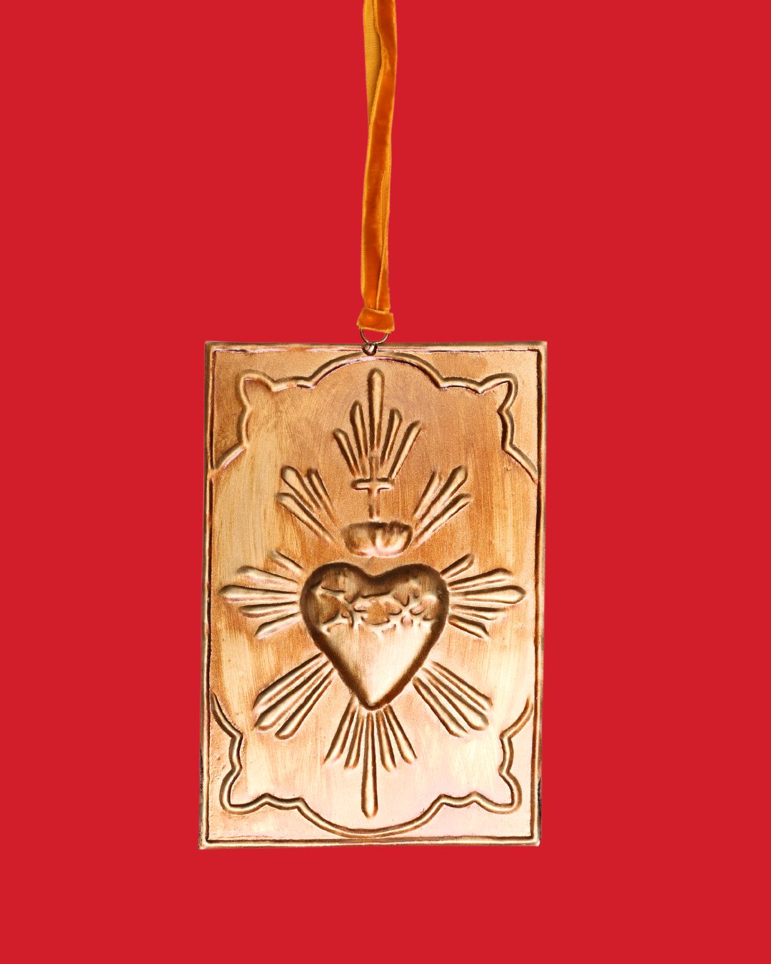 Gold Pressed Sacred Heart Decoration