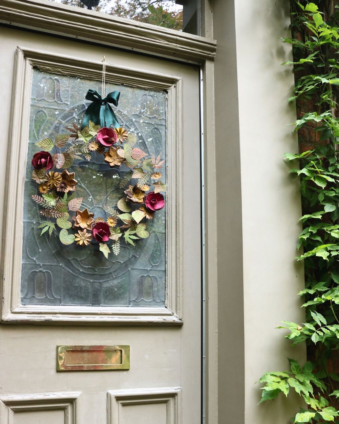 Autumnal Rose Pressed Metal Wreath