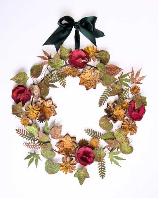 Autumnal Rose Pressed Metal Wreath