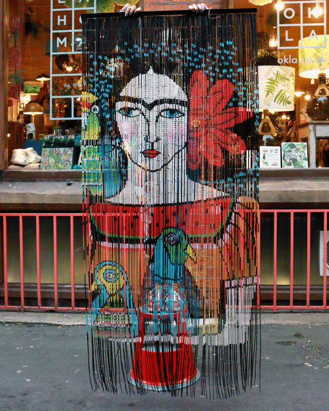 Frida Illustration Bamboo Curtain