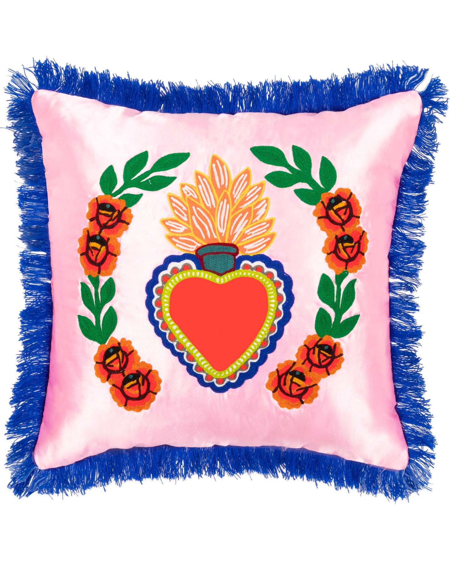 Milagro Heart Cushion, Blush Pink