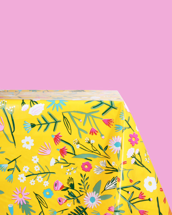 Flower Field Oilcloth, Yellow