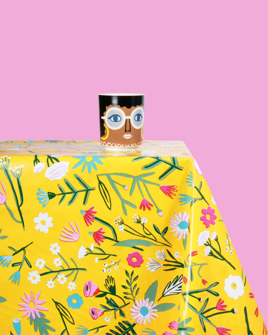 Flower Field Oilcloth, Yellow