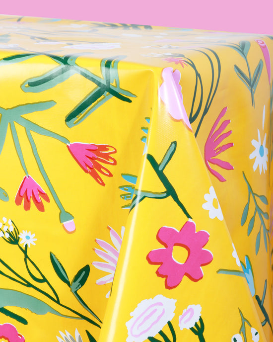 Flower Field Oilcloth, Yellow