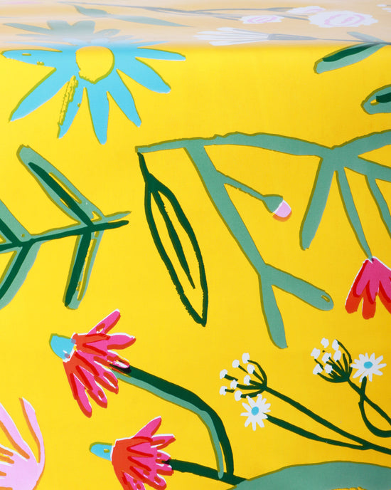 Flower Field Oilcloth, Yellow