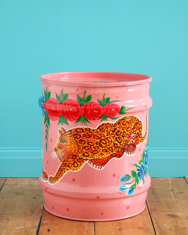 Load image into Gallery viewer, Hand-Painted Leopard Drum, Pink
