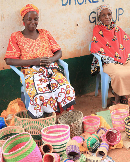 Kenyan Handwoven Basket with Handles, No 65