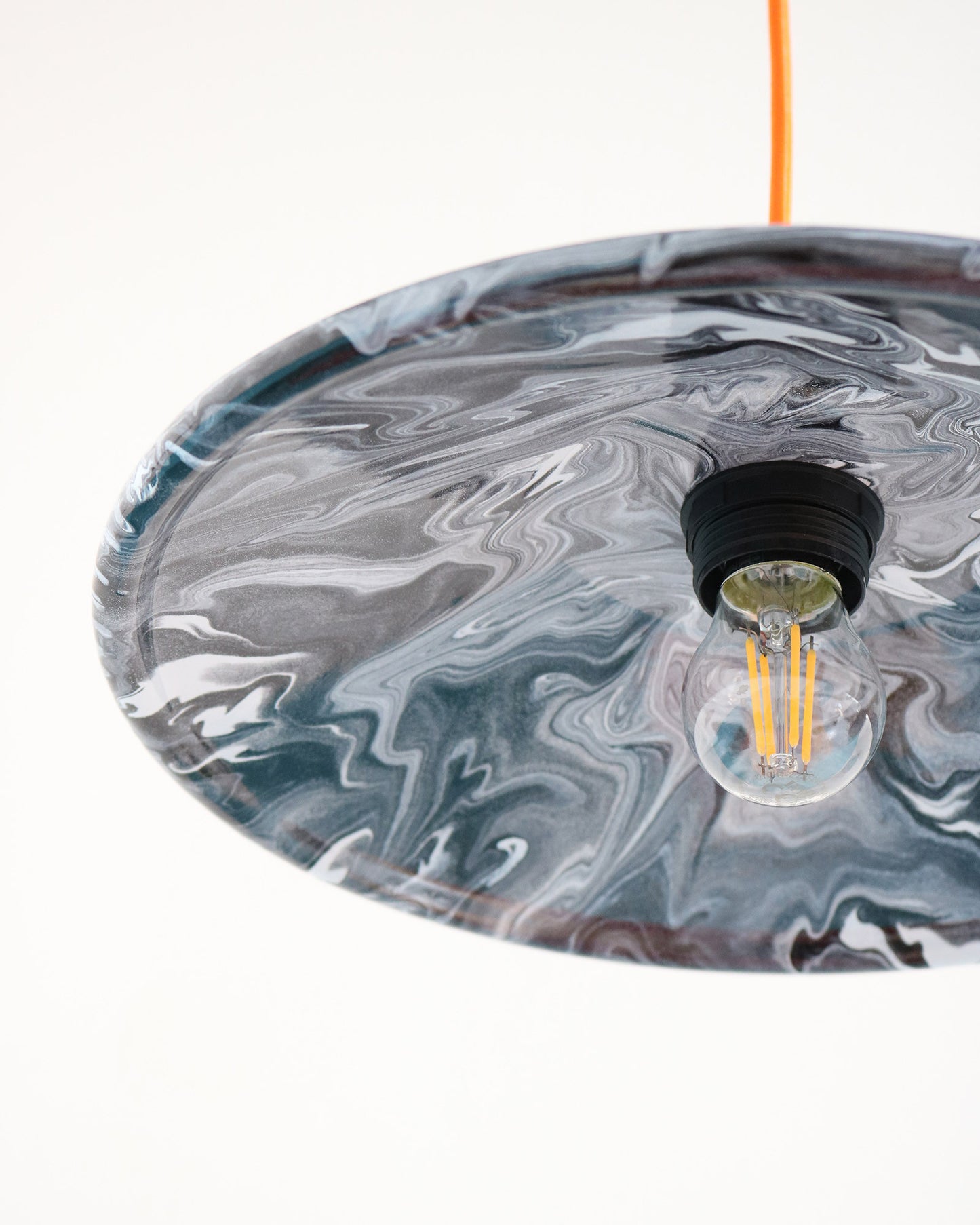 Enamel Lampshade, Marbled Black & White