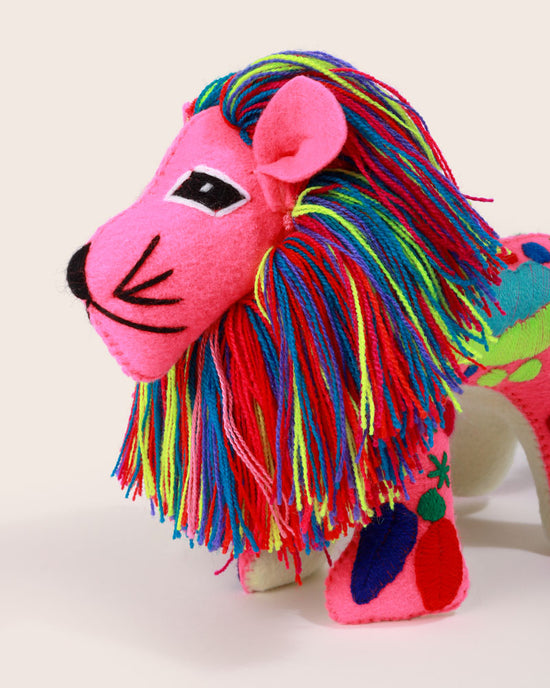 Load image into Gallery viewer, Hand Embroidered Magic Lion, Fuchsia
