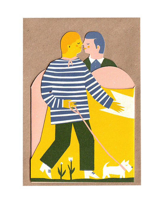 Two Men Concertina Heart Card