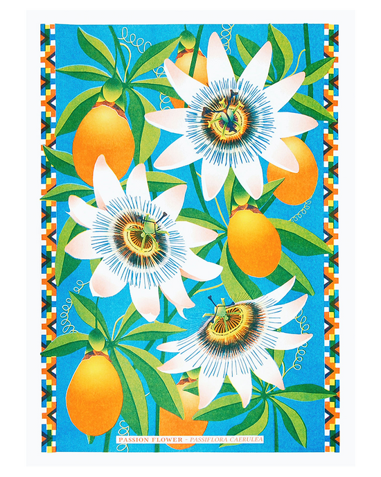 Passion Flower Risograph Print