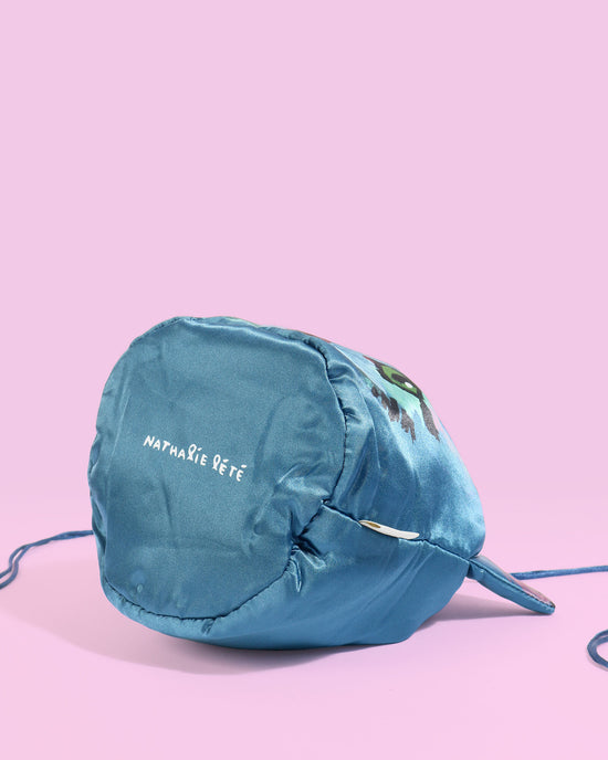 Nathalie Lété Drawstring Cat Bag, Blue