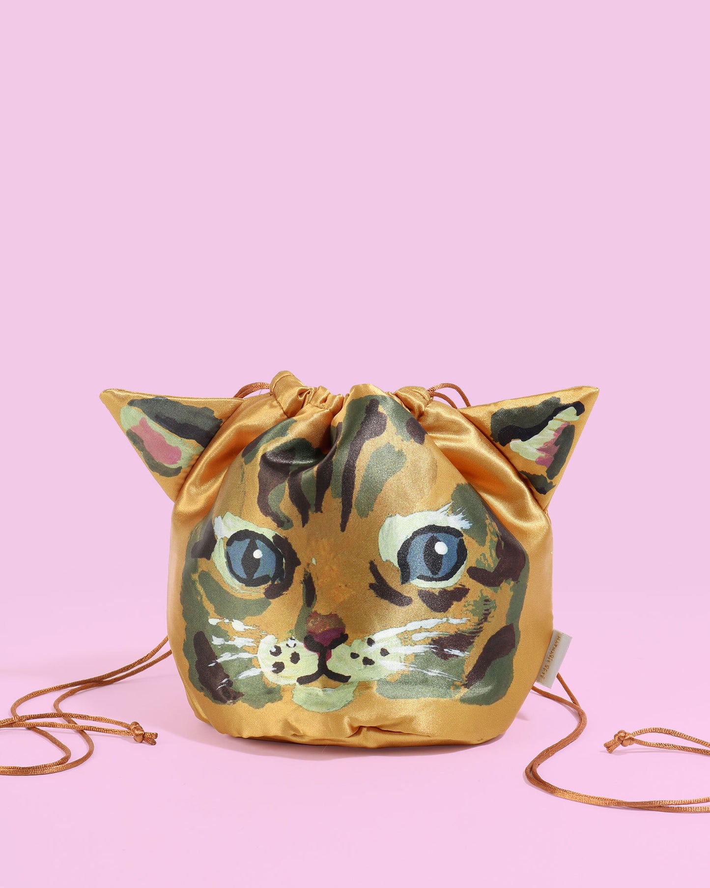 Nathalie Lété Drawstring Cat Bag, Gold