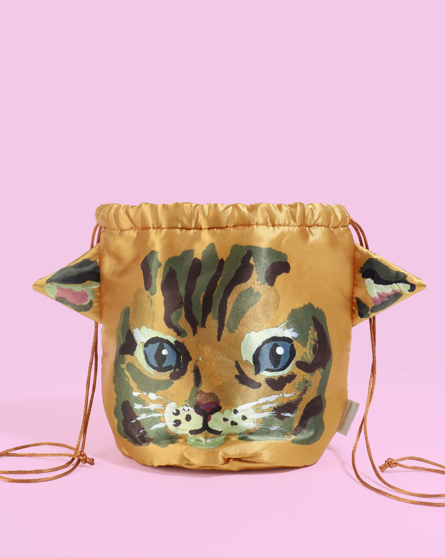 Nathalie Lété Drawstring Cat Bag, Gold