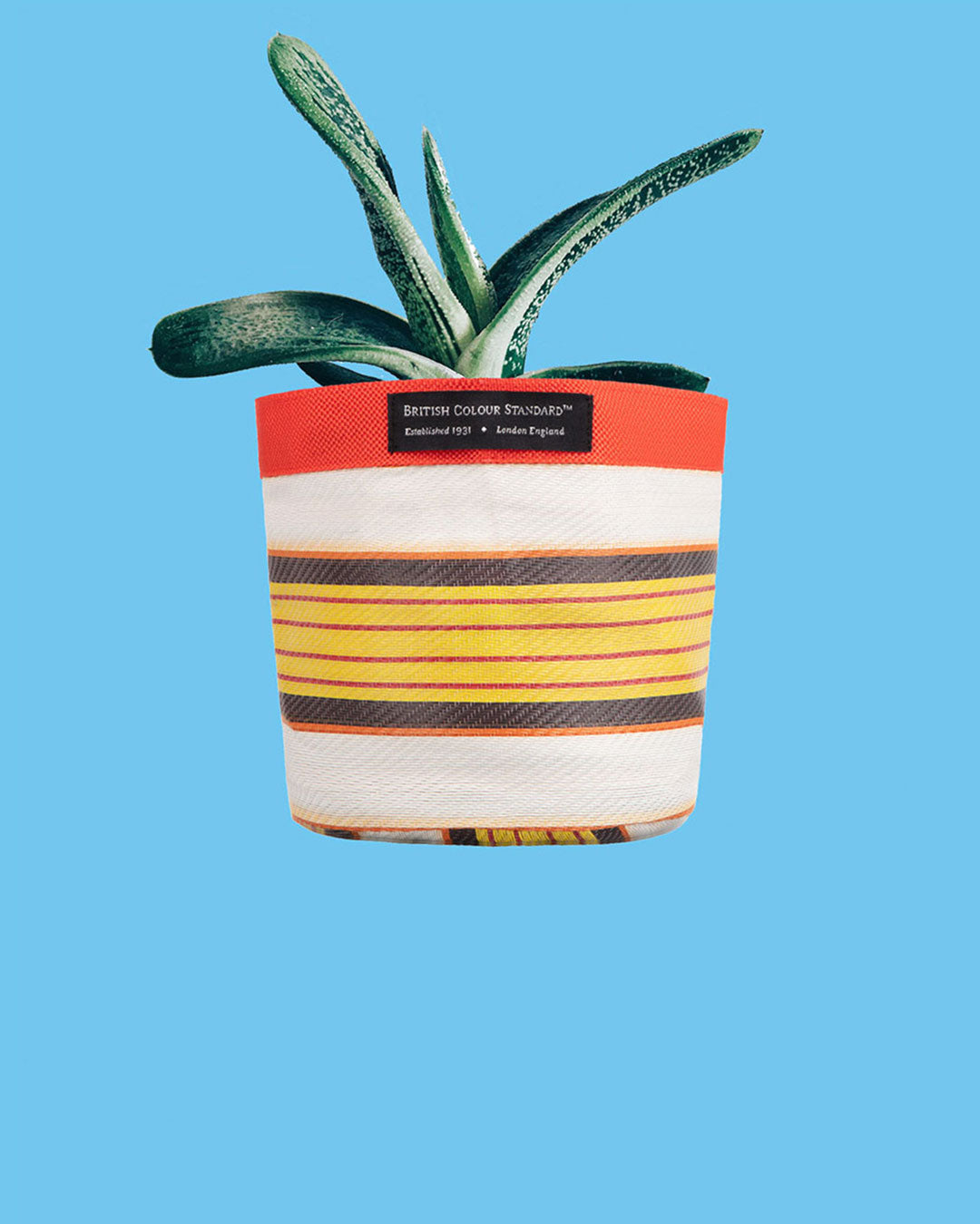 Striped Plant Pot Cover Yellow, Small