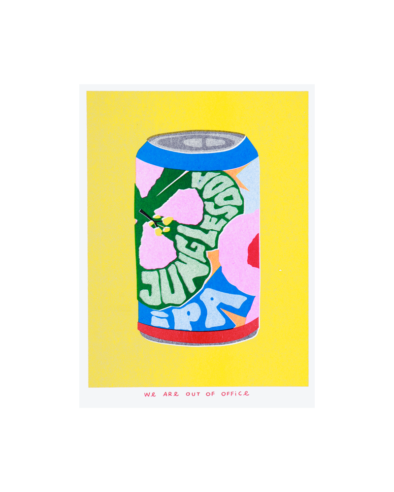 A Risograph Print of a Can of Jungle Soda IPA