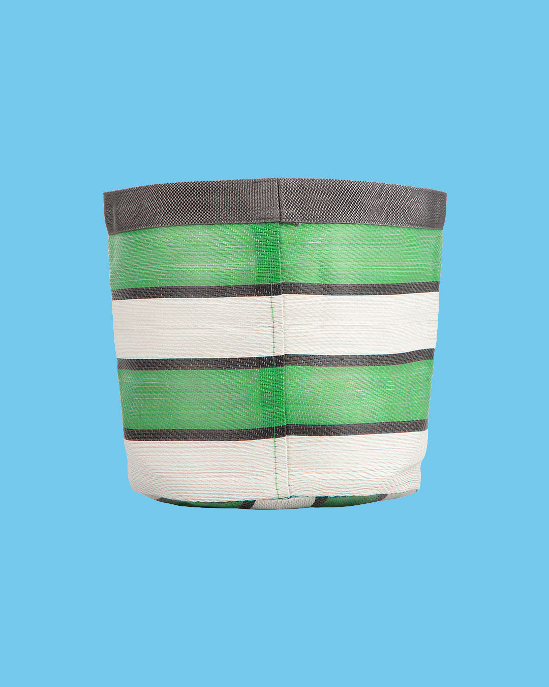 Striped Plant Pot Cover Green, Medium