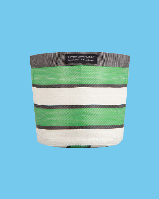 Striped Plant Pot Cover Green, Medium