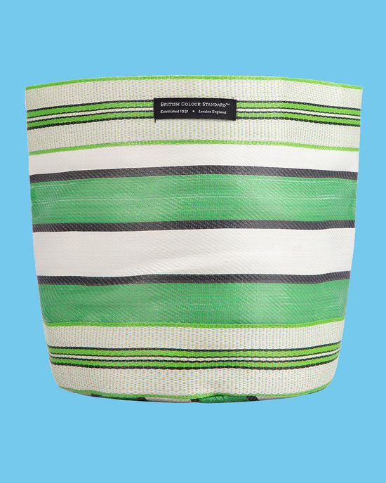 Striped Plant Pot Cover Green, Large