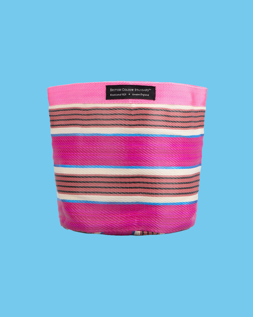 Striped Plant Pot Cover Pink, Medium