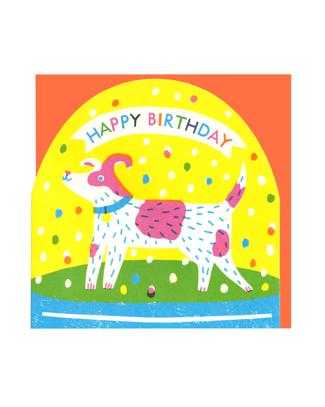 Happy Birthday Dog Snowglobe Card