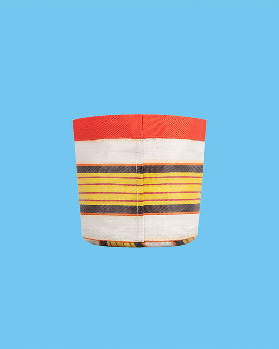 Striped Plant Pot Cover Yellow, Small