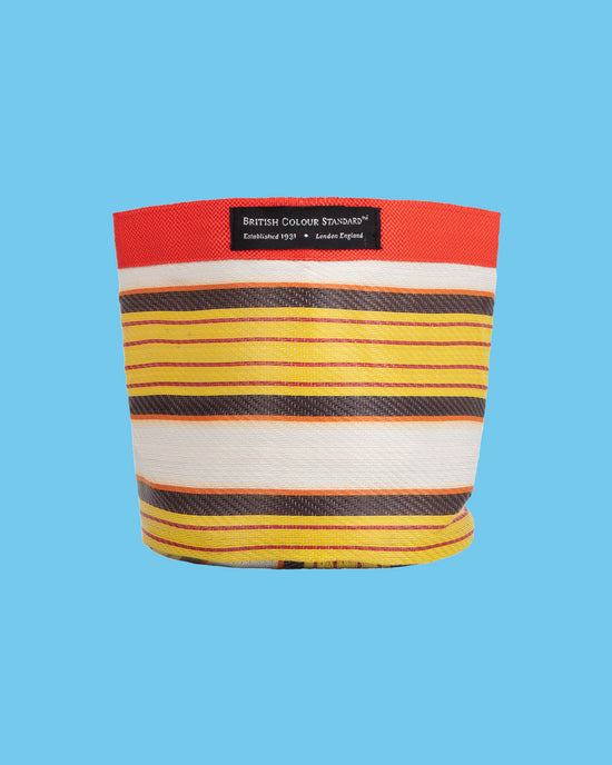 Striped Plant Pot Cover Yellow, Medium