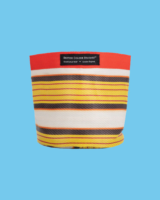 Load image into Gallery viewer, Striped Plant Pot Cover Yellow, Medium
